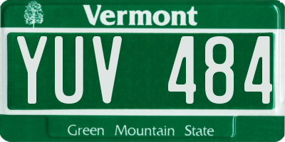 VT license plate YUV484