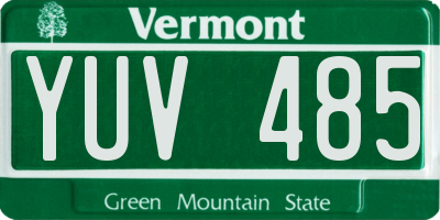 VT license plate YUV485