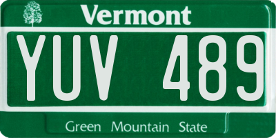 VT license plate YUV489