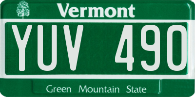 VT license plate YUV490