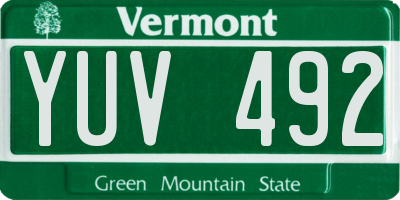 VT license plate YUV492