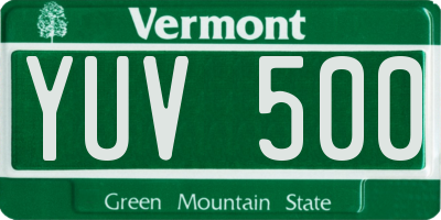 VT license plate YUV500