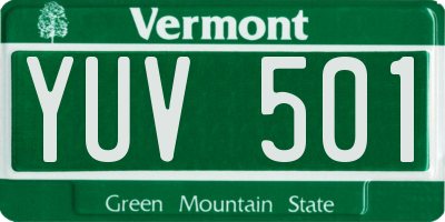 VT license plate YUV501