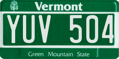 VT license plate YUV504