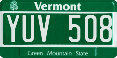 VT license plate YUV508