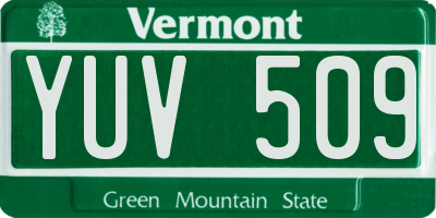 VT license plate YUV509