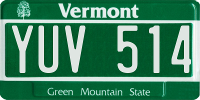 VT license plate YUV514
