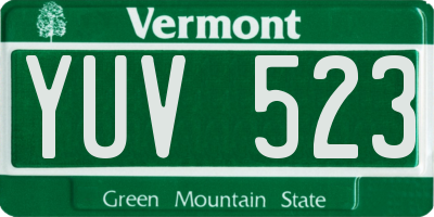 VT license plate YUV523