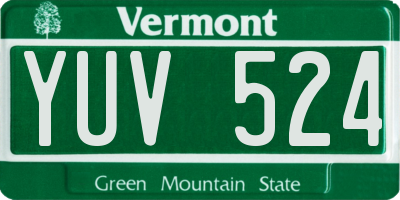 VT license plate YUV524