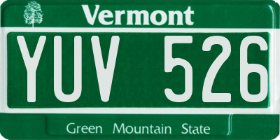 VT license plate YUV526