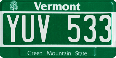 VT license plate YUV533