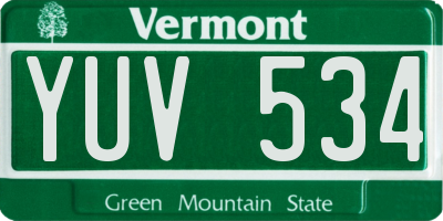 VT license plate YUV534