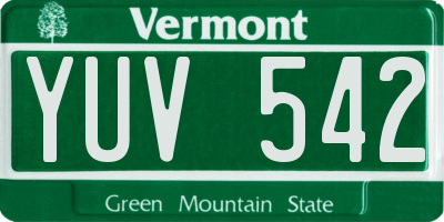 VT license plate YUV542