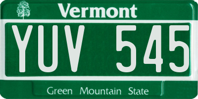VT license plate YUV545