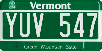 VT license plate YUV547