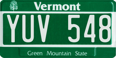 VT license plate YUV548