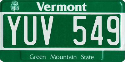 VT license plate YUV549