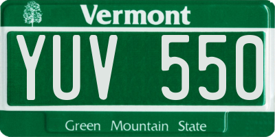 VT license plate YUV550