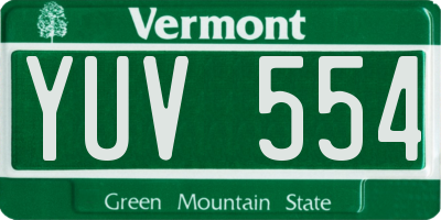 VT license plate YUV554