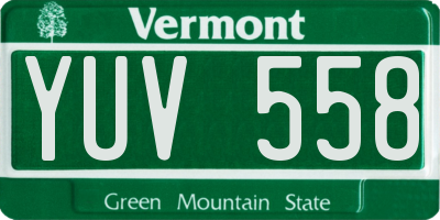 VT license plate YUV558