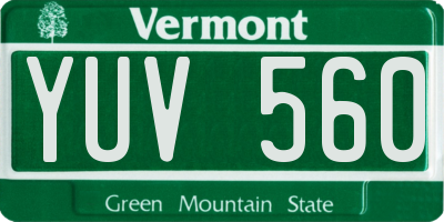 VT license plate YUV560