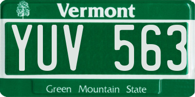 VT license plate YUV563