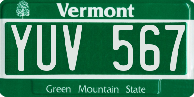 VT license plate YUV567