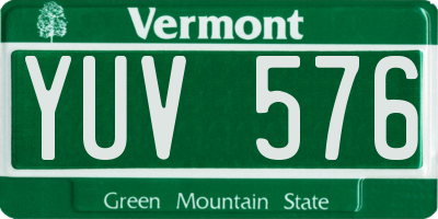 VT license plate YUV576
