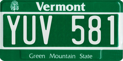 VT license plate YUV581