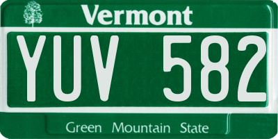 VT license plate YUV582
