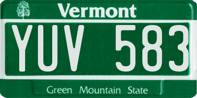 VT license plate YUV583