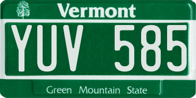 VT license plate YUV585
