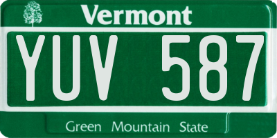 VT license plate YUV587