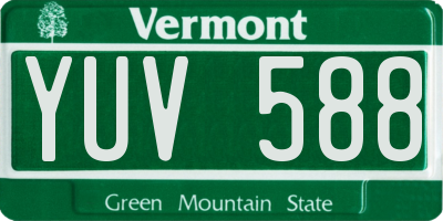 VT license plate YUV588
