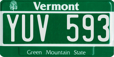 VT license plate YUV593