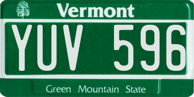 VT license plate YUV596