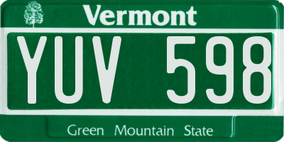 VT license plate YUV598