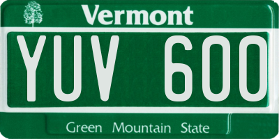 VT license plate YUV600