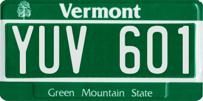 VT license plate YUV601