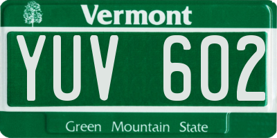 VT license plate YUV602