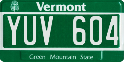 VT license plate YUV604