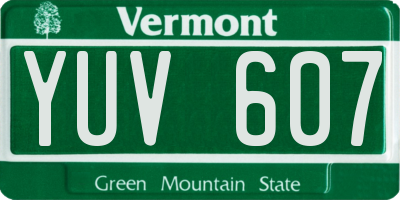 VT license plate YUV607
