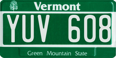 VT license plate YUV608