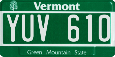 VT license plate YUV610
