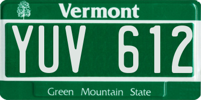VT license plate YUV612