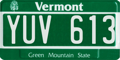 VT license plate YUV613