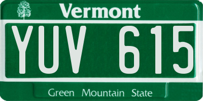 VT license plate YUV615