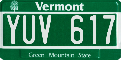 VT license plate YUV617