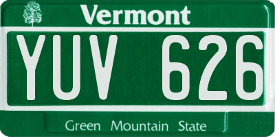 VT license plate YUV626