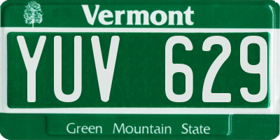 VT license plate YUV629